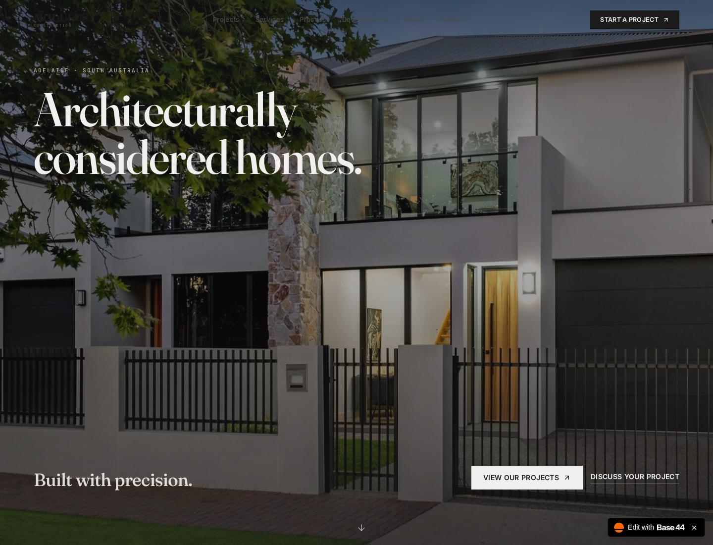 Modulus Construction desktop website view