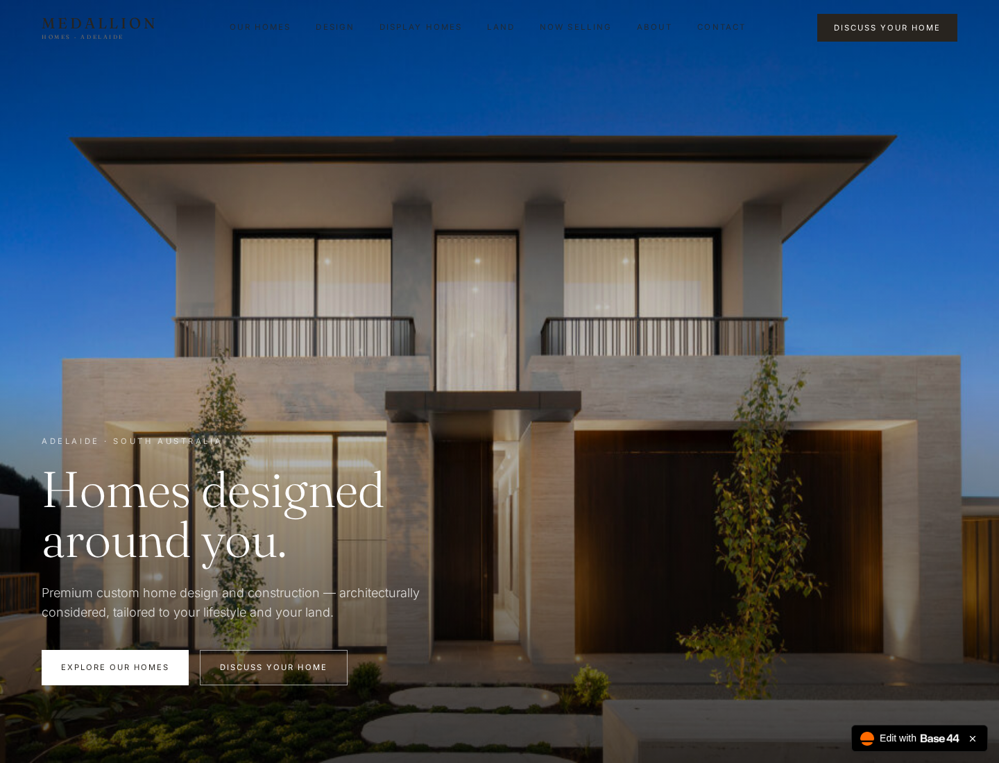 Medallion Homes desktop website view