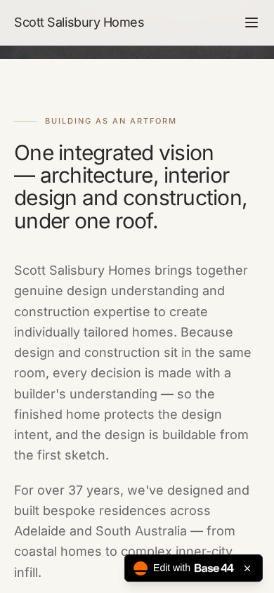 Scott Salisbury Homes mobile website view